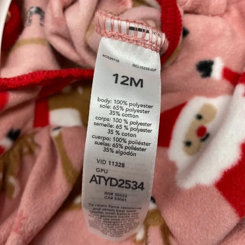 Carter's Just One You® Toddler Santa Reindeer Fleece Footed Pajamas Pink 12M